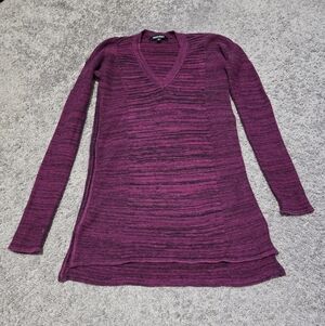 Ellen Tracy Burgundy and Black Striped Sweater